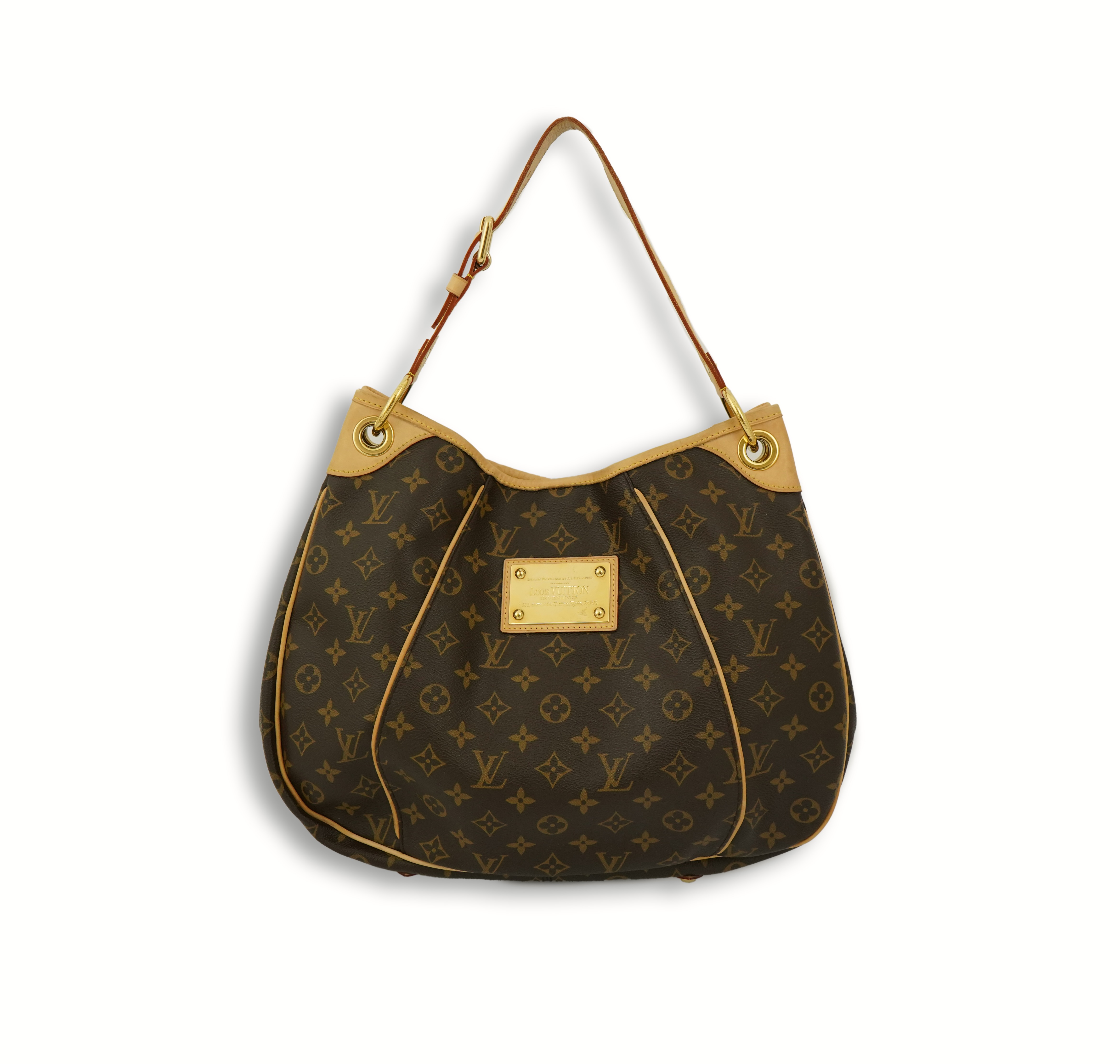 A Louis Vuitton brown monogram canvas with natural cowhide trim and gold-toned hardware